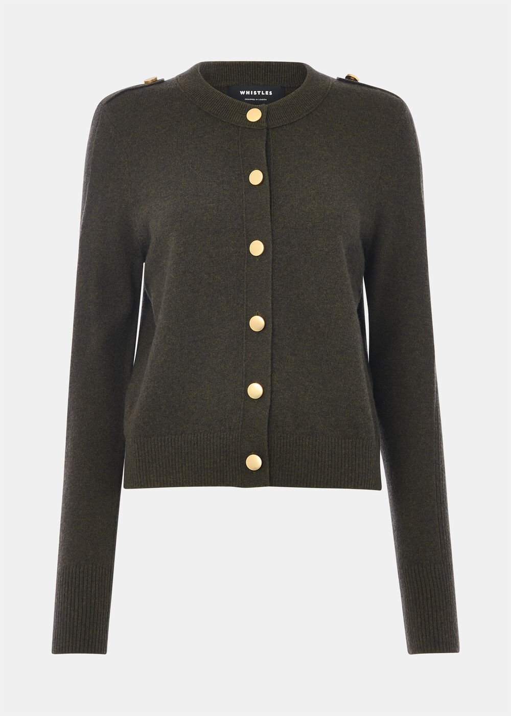 Khaki Military Crew Neck Cardigan