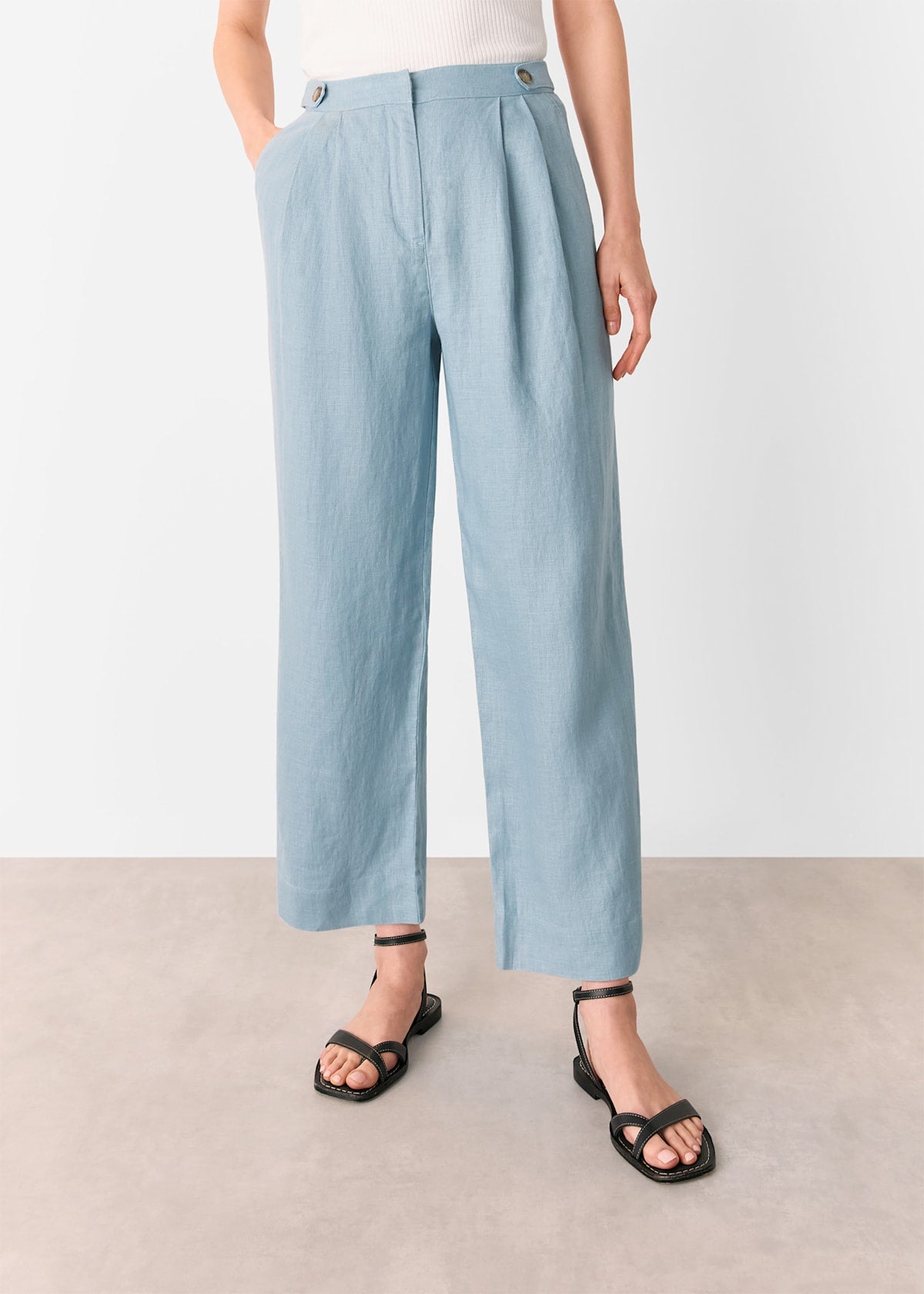 Pale Blue Millie Linen Trouser