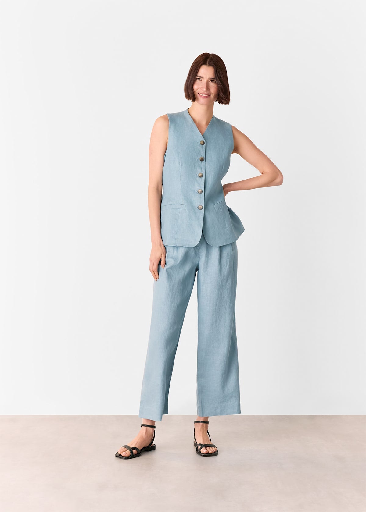 Pale Blue Millie Linen Trouser