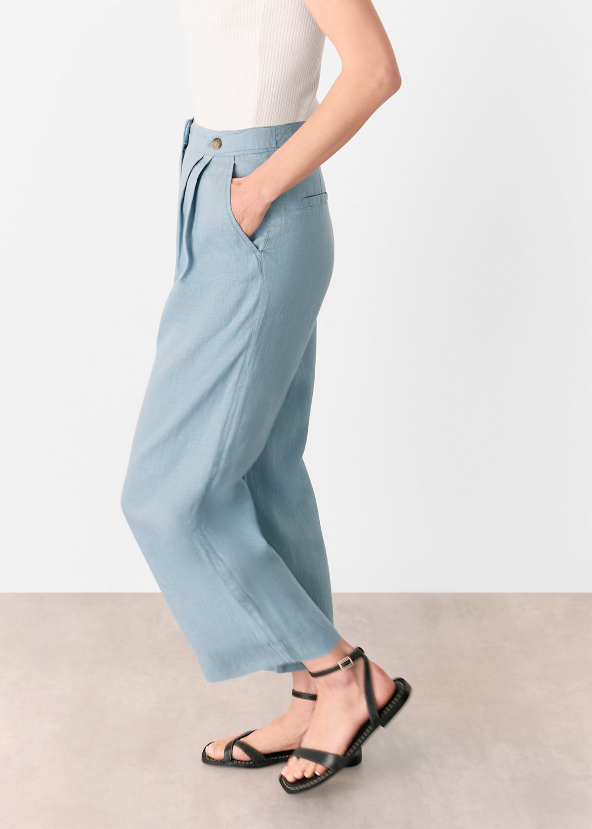 Pale Blue Millie Linen Trouser
