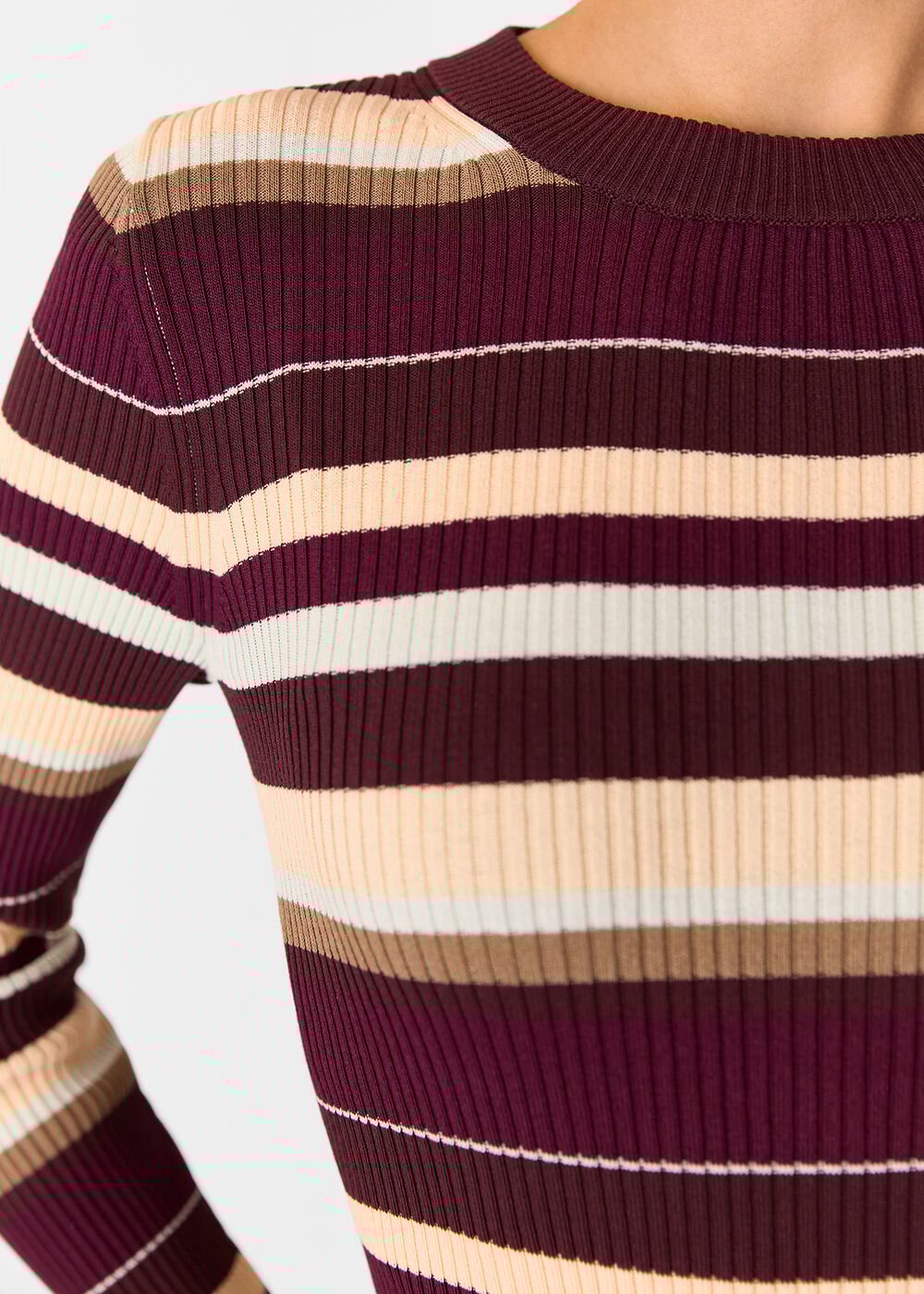 Multicolour Multi Stripe Crew Neck Knit