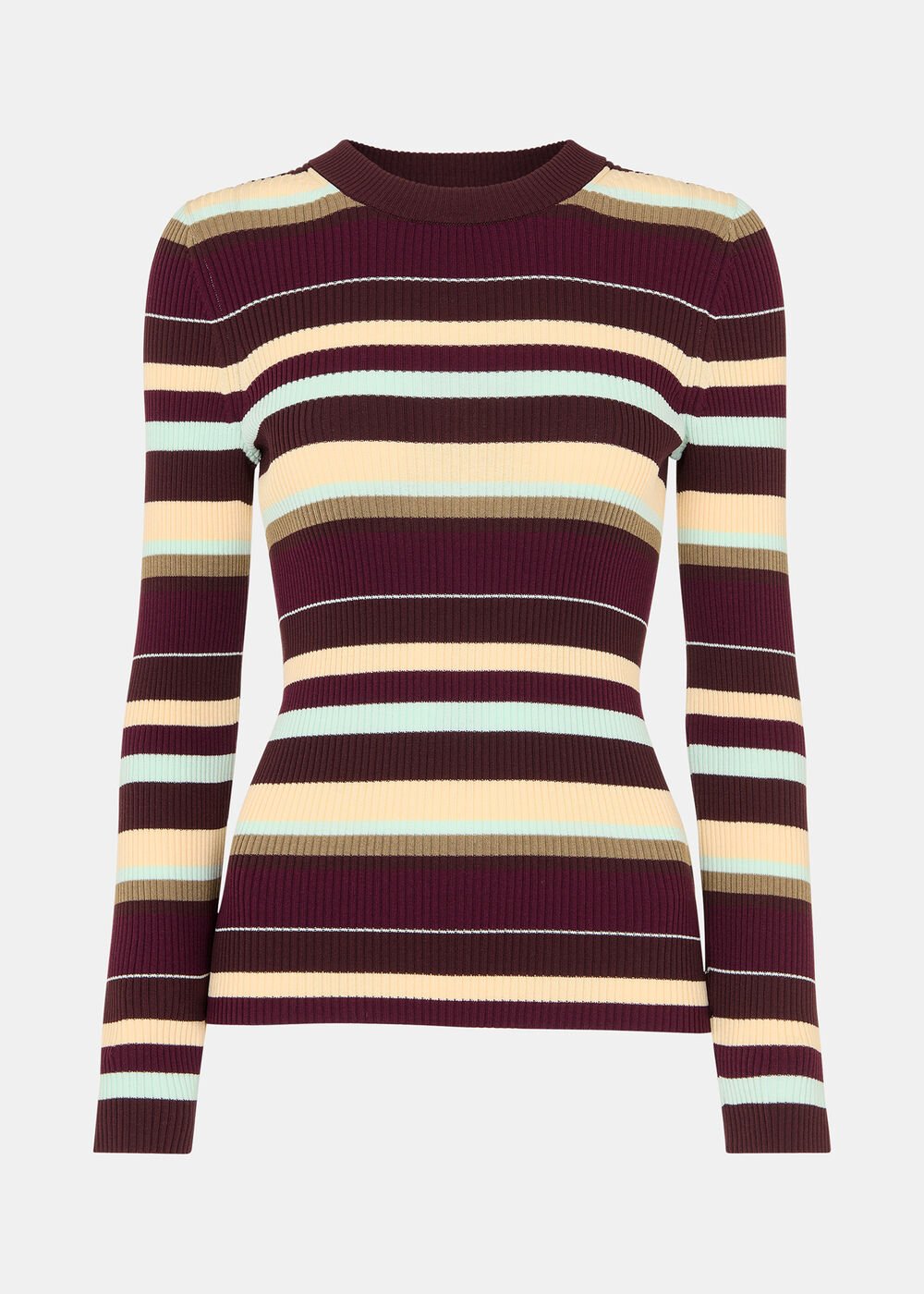 Multicolour Multi Stripe Crew Neck Knit