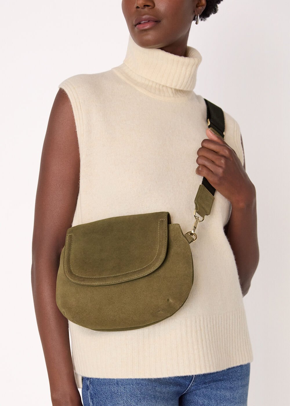 Olive Nala Suede Crossbody Bag
