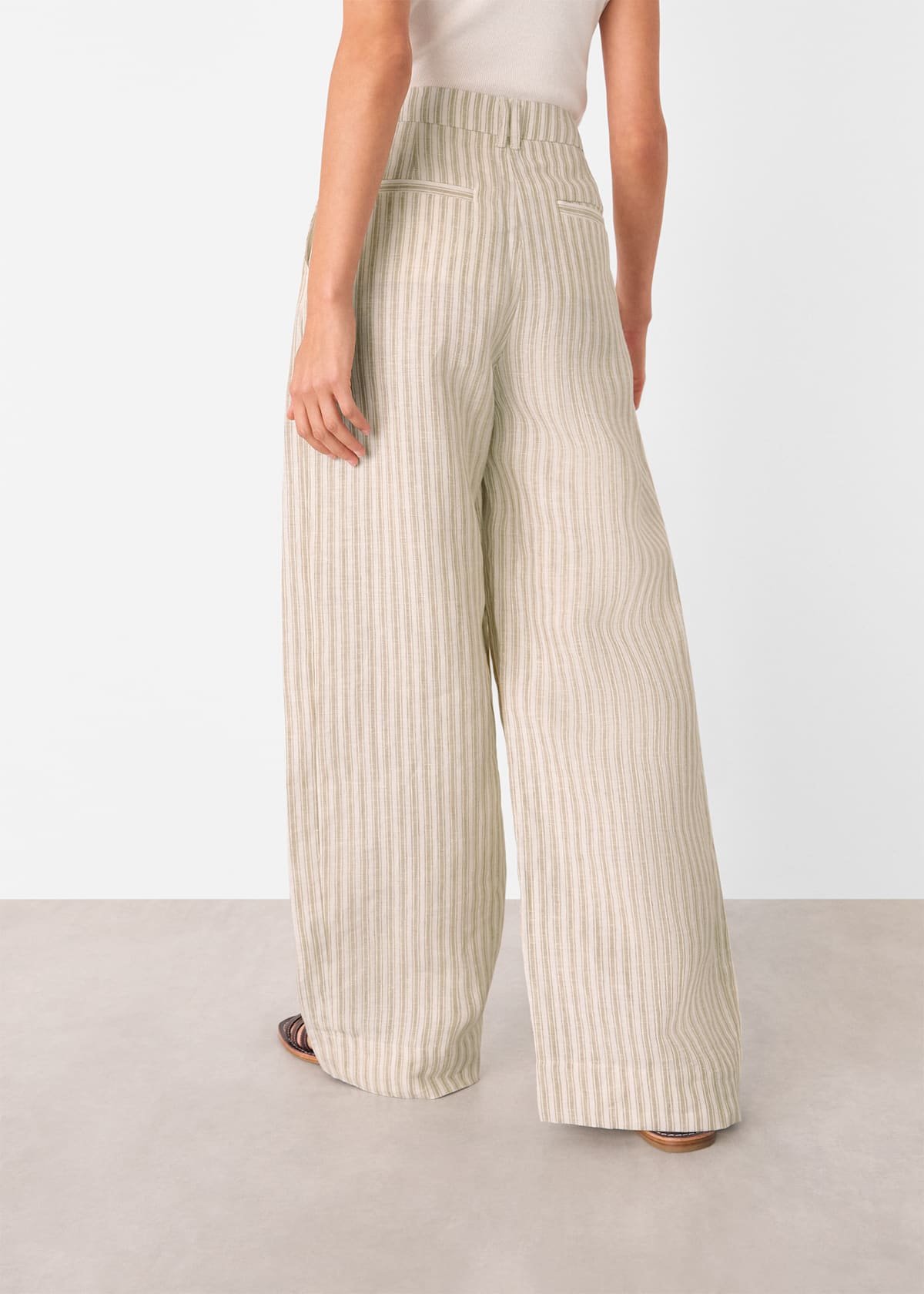 Neutral Linen Stripe Trouser