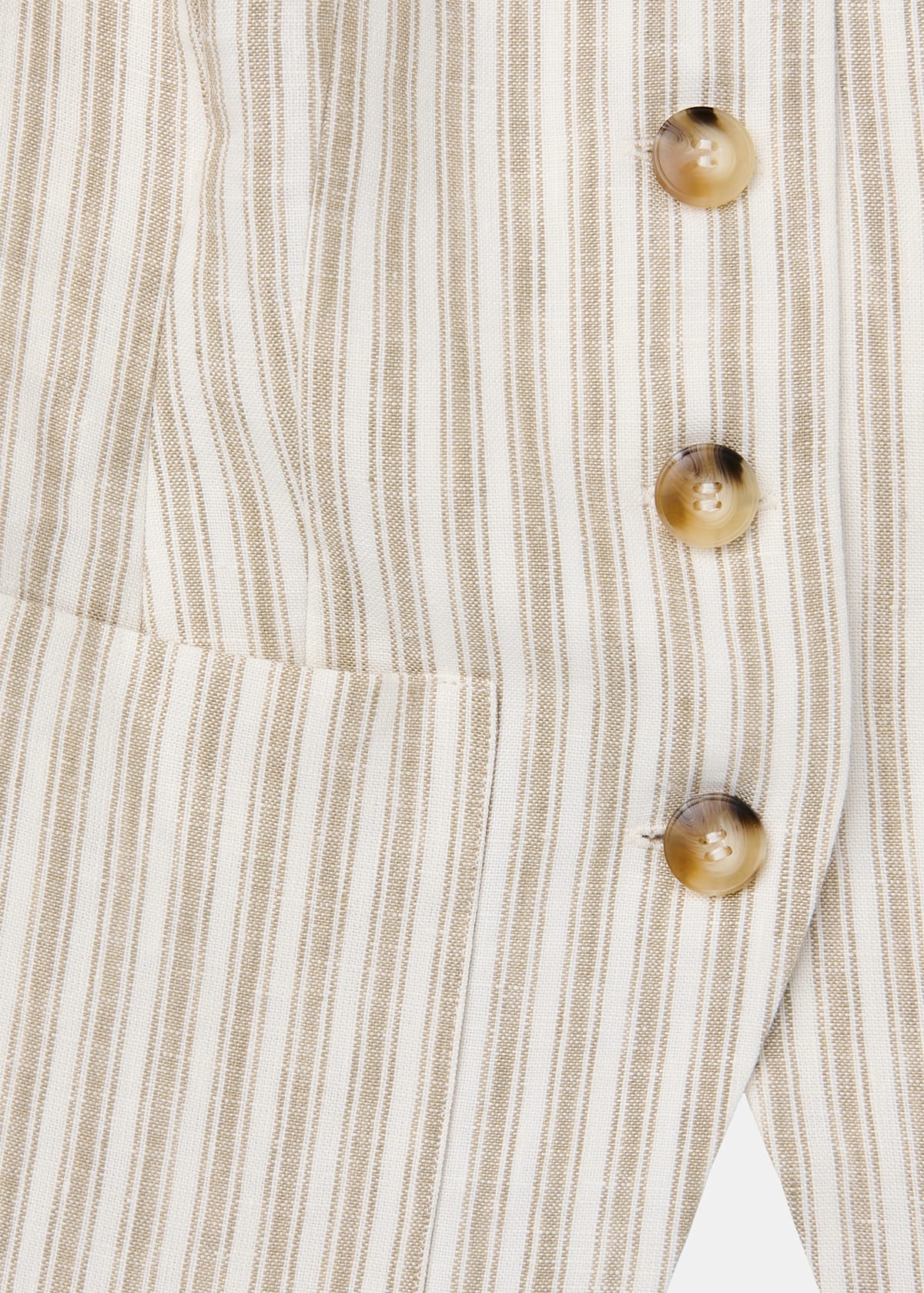 Neutral Linen Stripe Waistcoat
