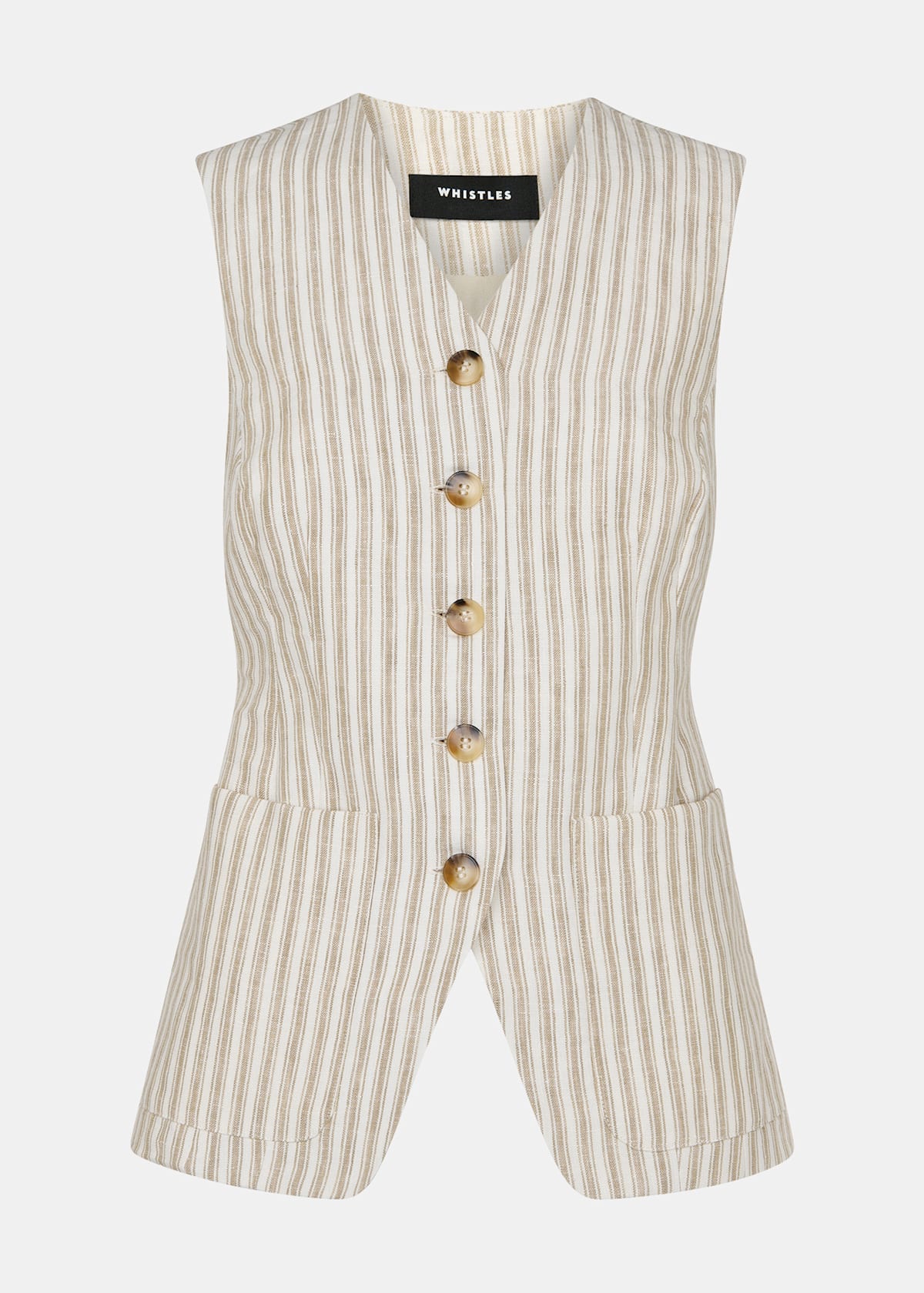 Neutral Linen Stripe Waistcoat
