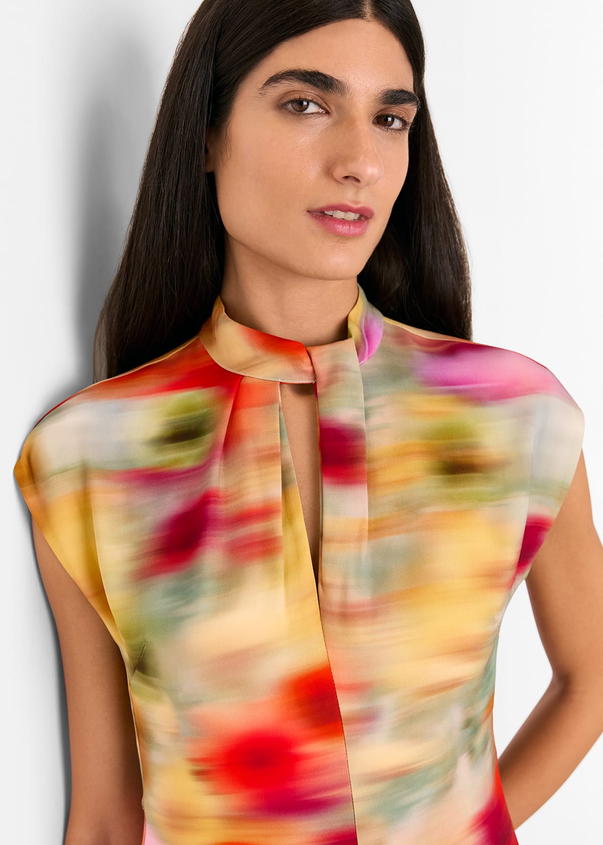 Multicolour Photographic Flower Midi Dress