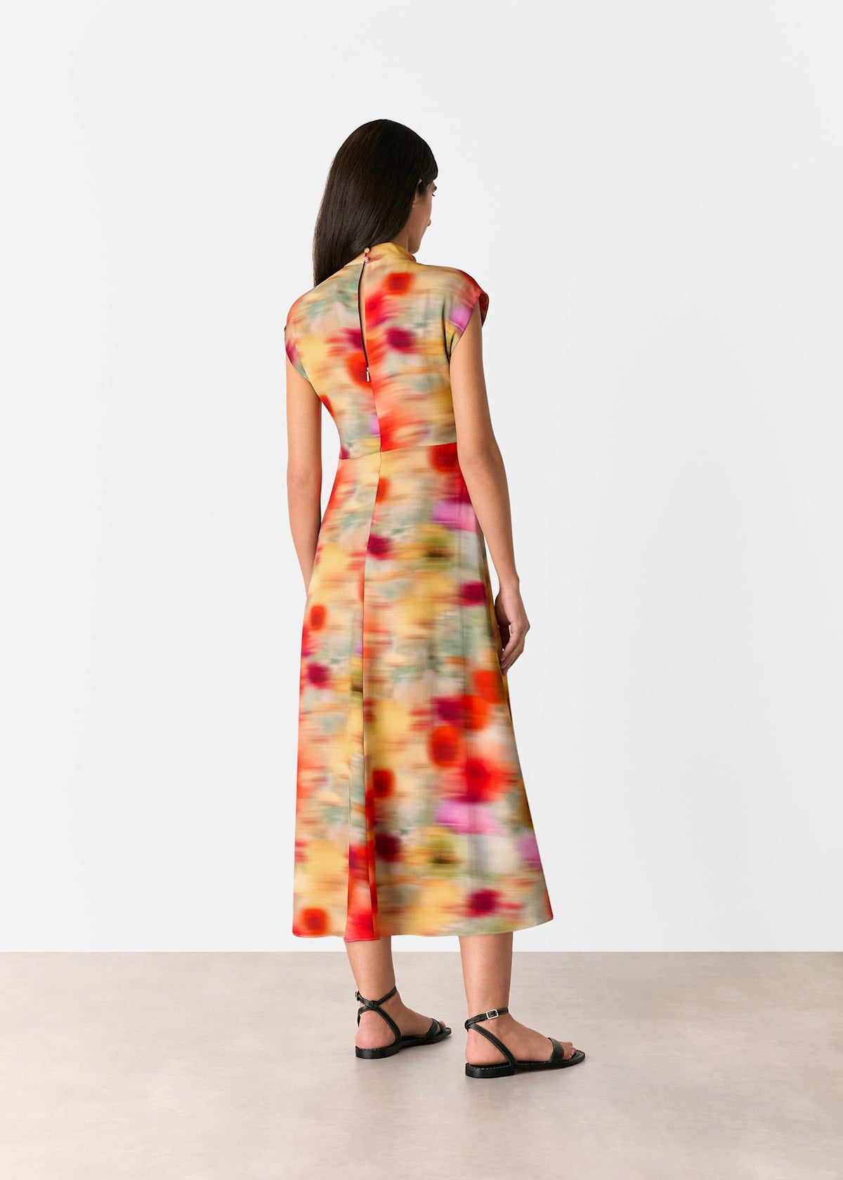 Multicolour Photographic Flower Midi Dress