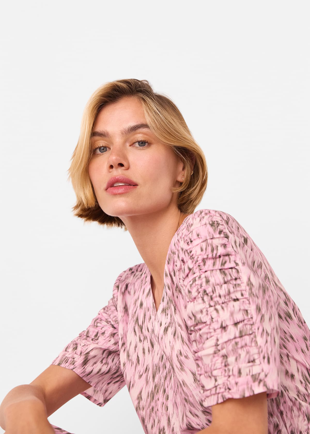Pink/Multi Leopard Cotton Midi Dress