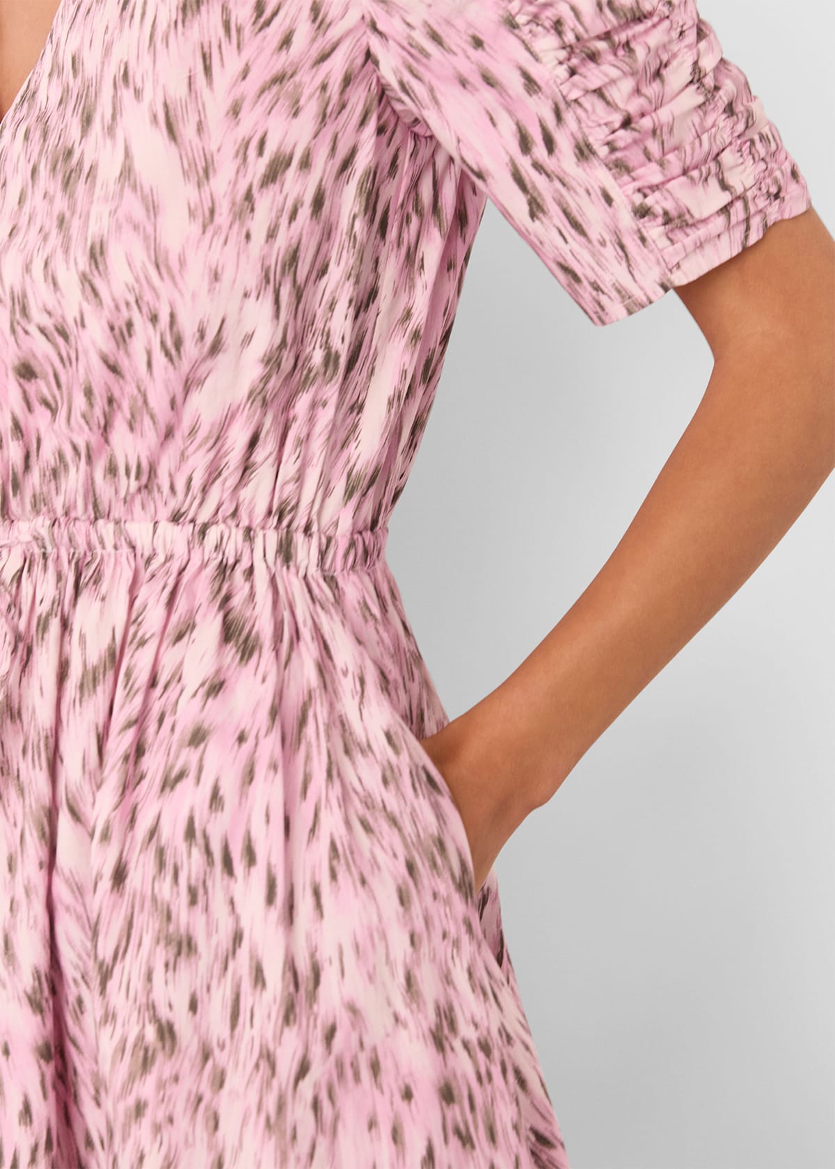 Pink/Multi Leopard Cotton Midi Dress