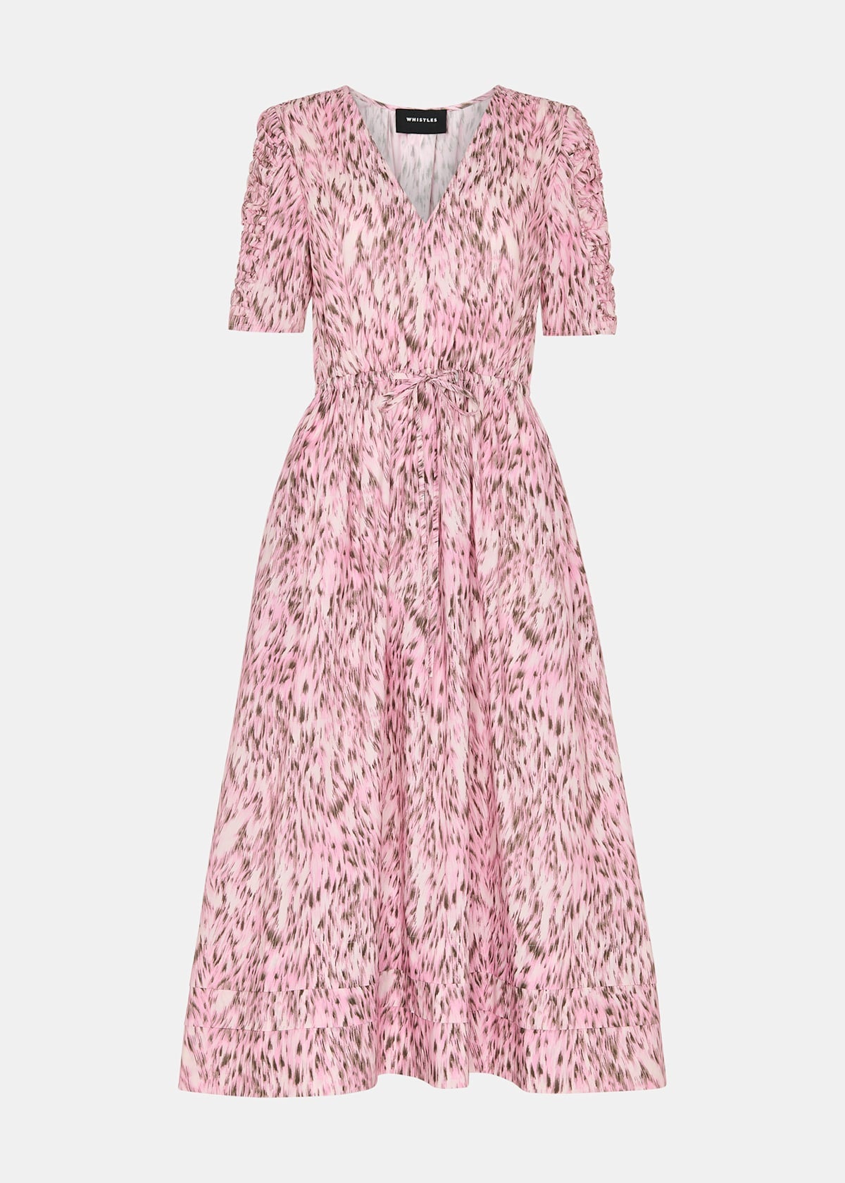 Pink/Multi Leopard Cotton Midi Dress