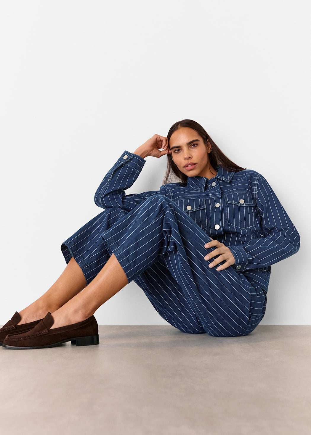 Navy/Multi Pinstripe Denim Jacket