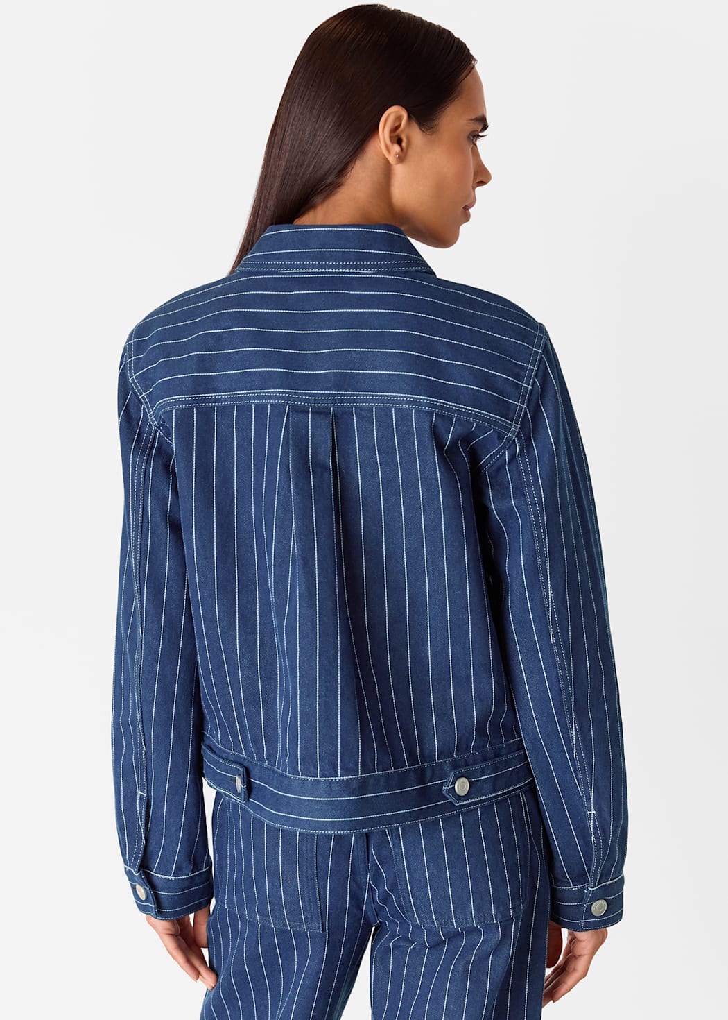 Navy/Multi Pinstripe Denim Jacket