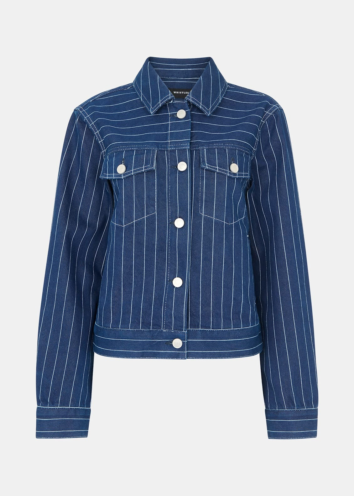 Navy/Multi Pinstripe Denim Jacket