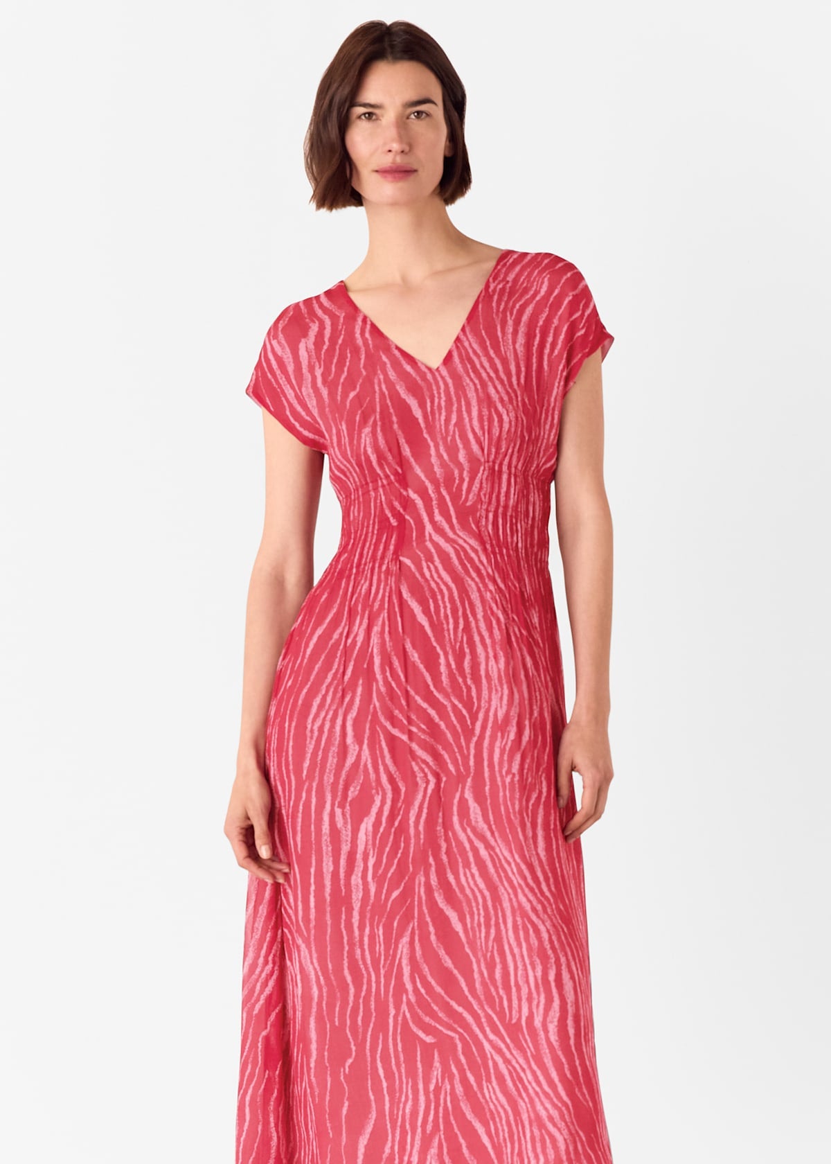 Red/Multi Zebra Texture Midi Dress