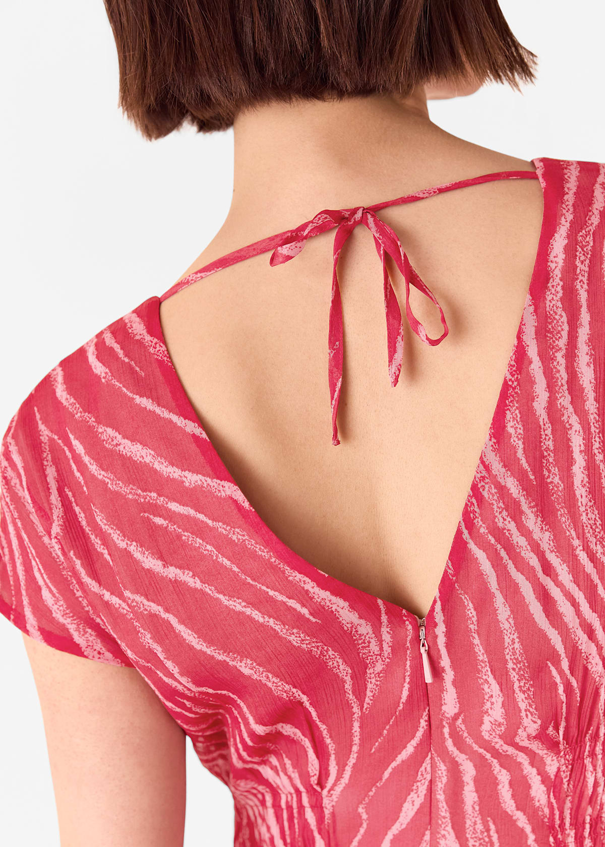 Red/Multi Zebra Texture Midi Dress