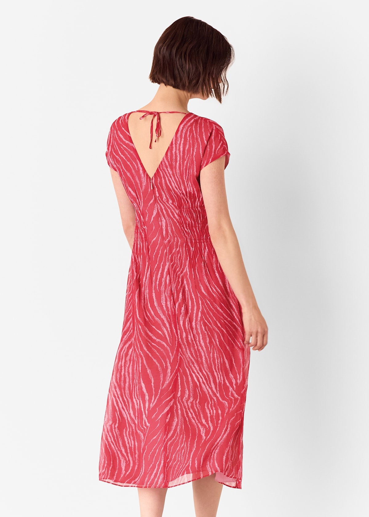 Red/Multi Zebra Texture Midi Dress
