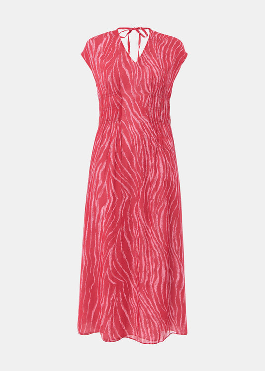 Red/Multi Zebra Texture Midi Dress