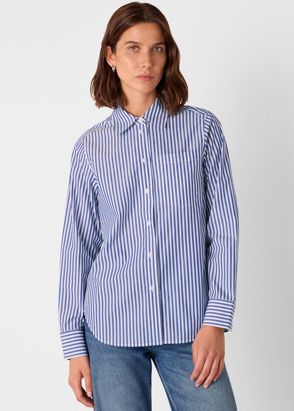 Blue/White Relaxed Fit Stripe Shirt