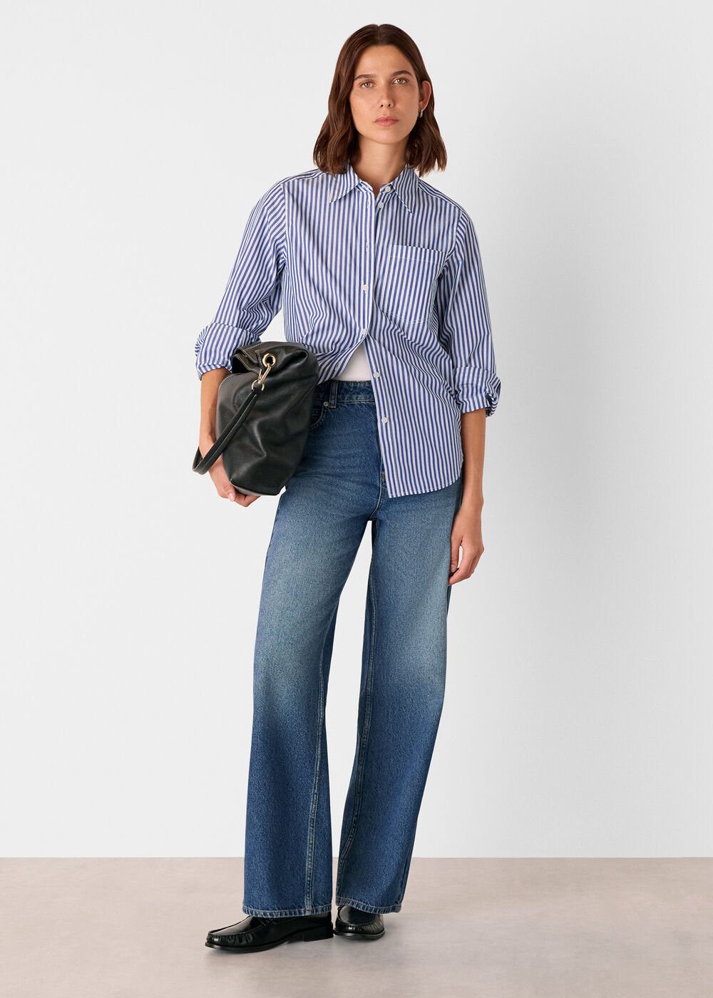 Blue/White Relaxed Fit Stripe Shirt