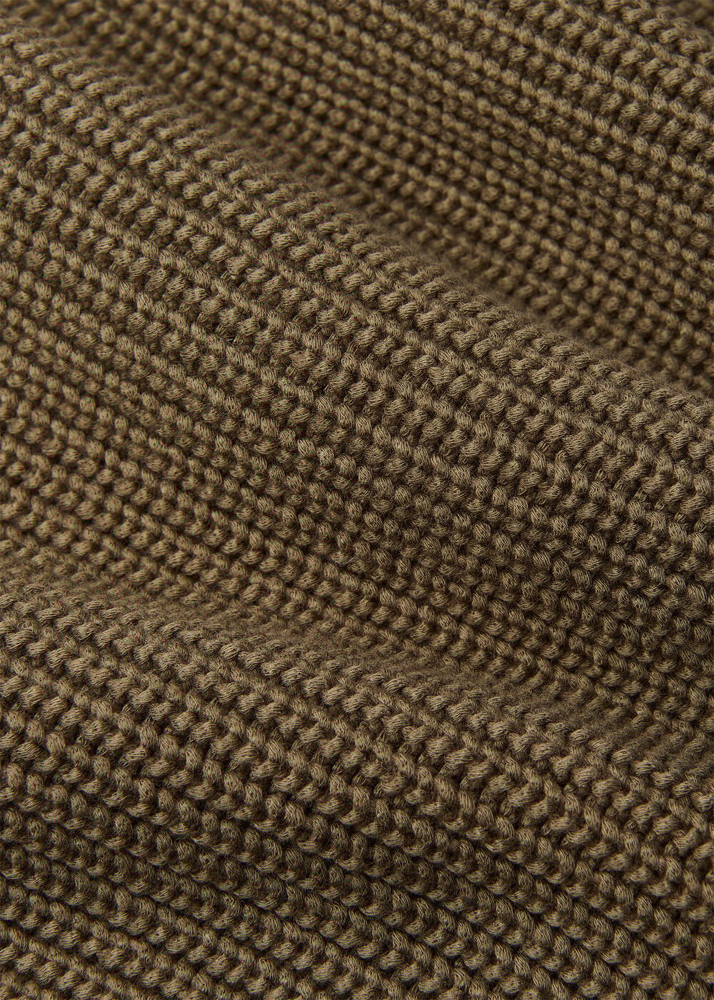 Khaki Rib Cable High Neck Jumper