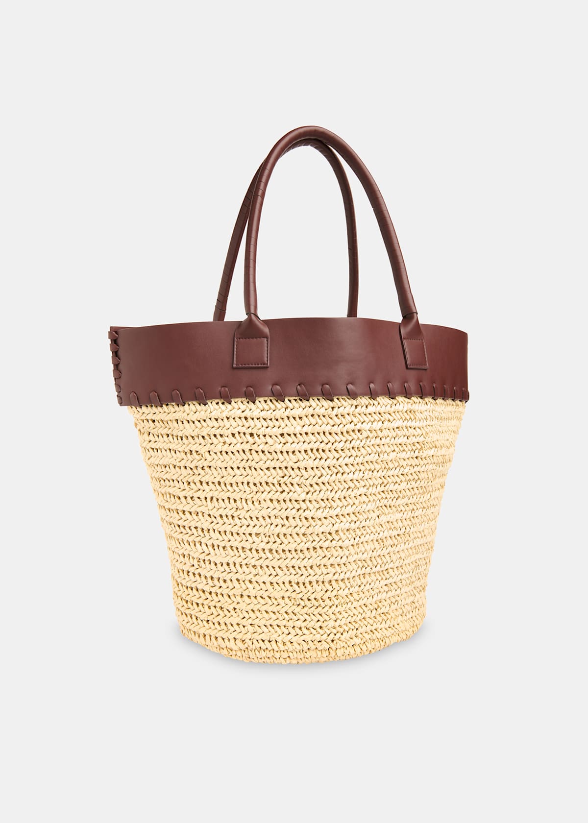 Neutral Ruhi Collar Straw Tote
