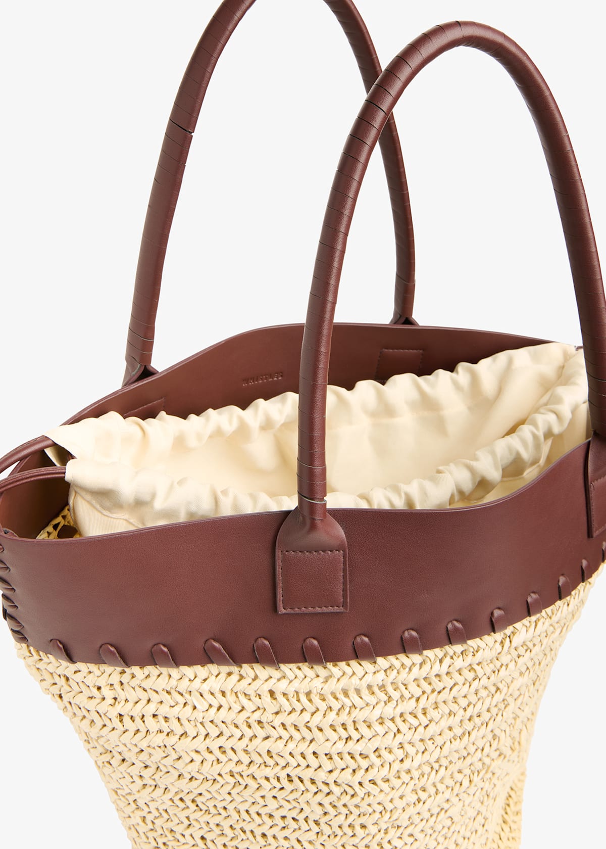 Neutral Ruhi Collar Straw Tote