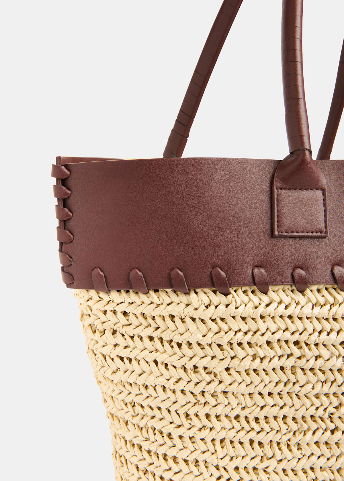 Neutral Ruhi Collar Straw Tote