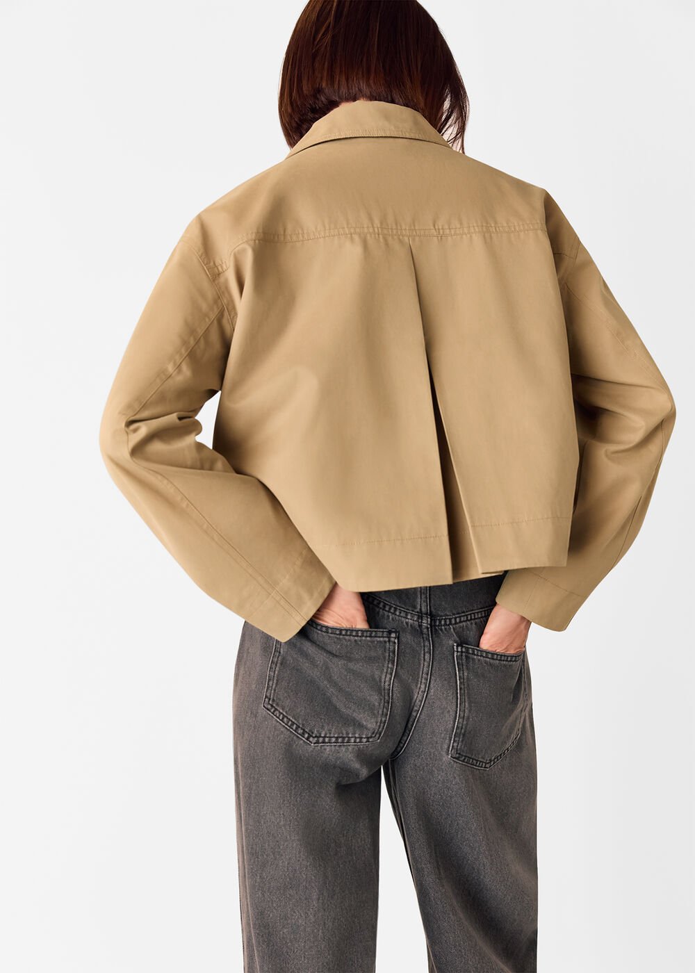 Neutral Short Cotton Trench Jacket
