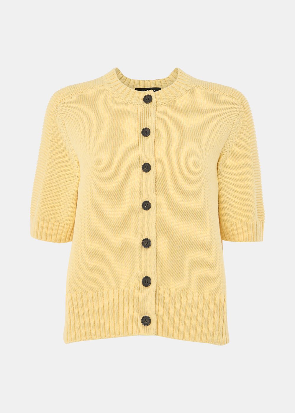 Yellow Short Sleeve Button Cardigan