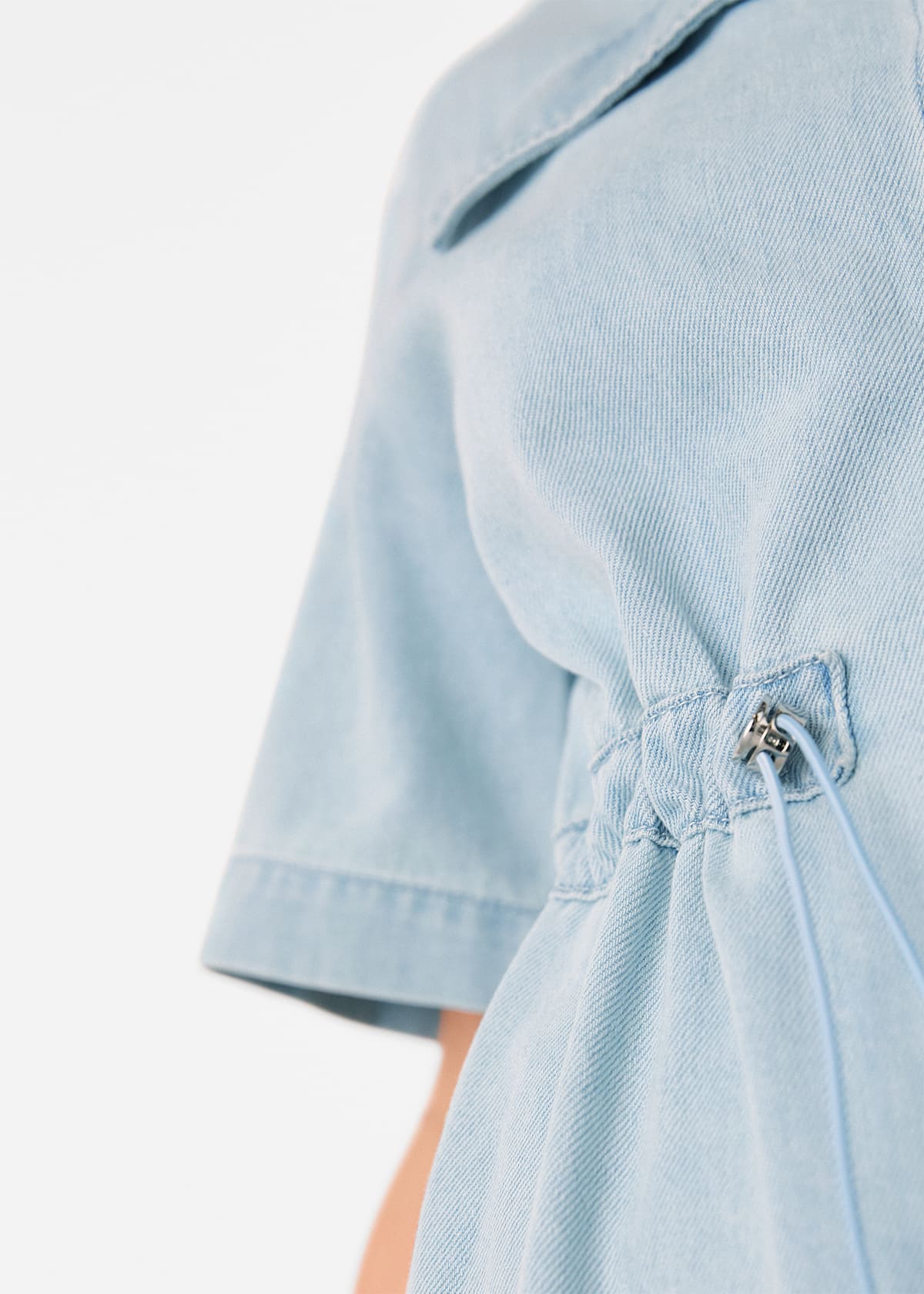 Denim Short Sleeve Utility Jumpsuit