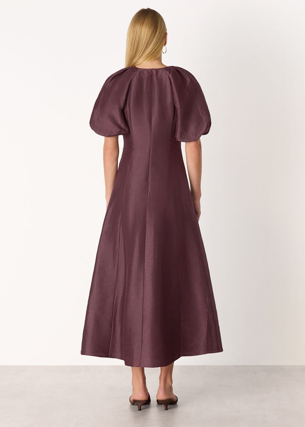 Burgundy Silk Blend Taffeta Maxi Dress