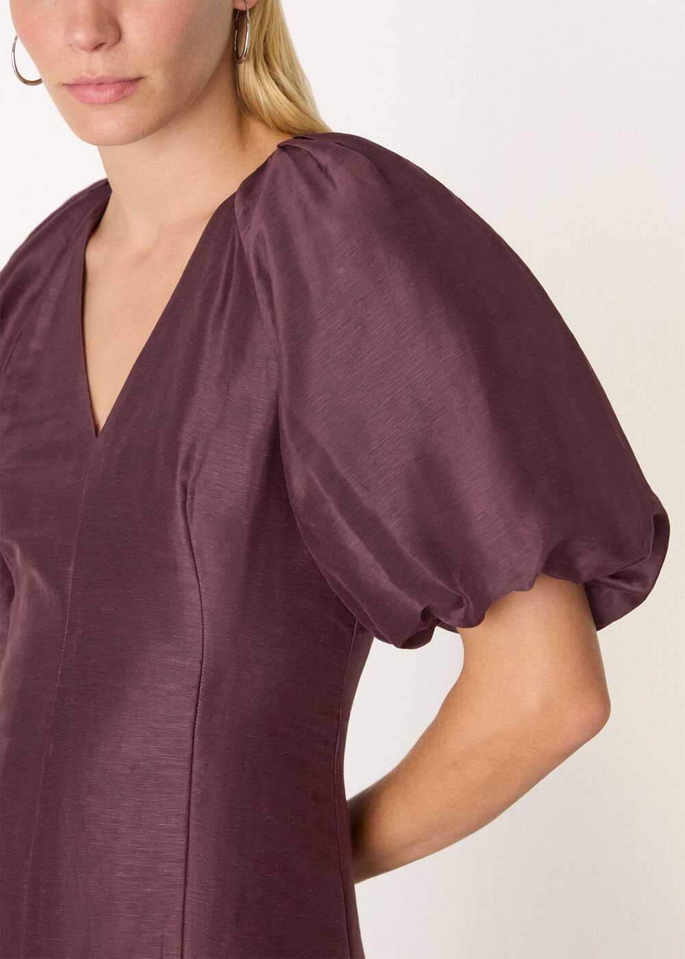 Burgundy Silk Blend Taffeta Maxi Dress