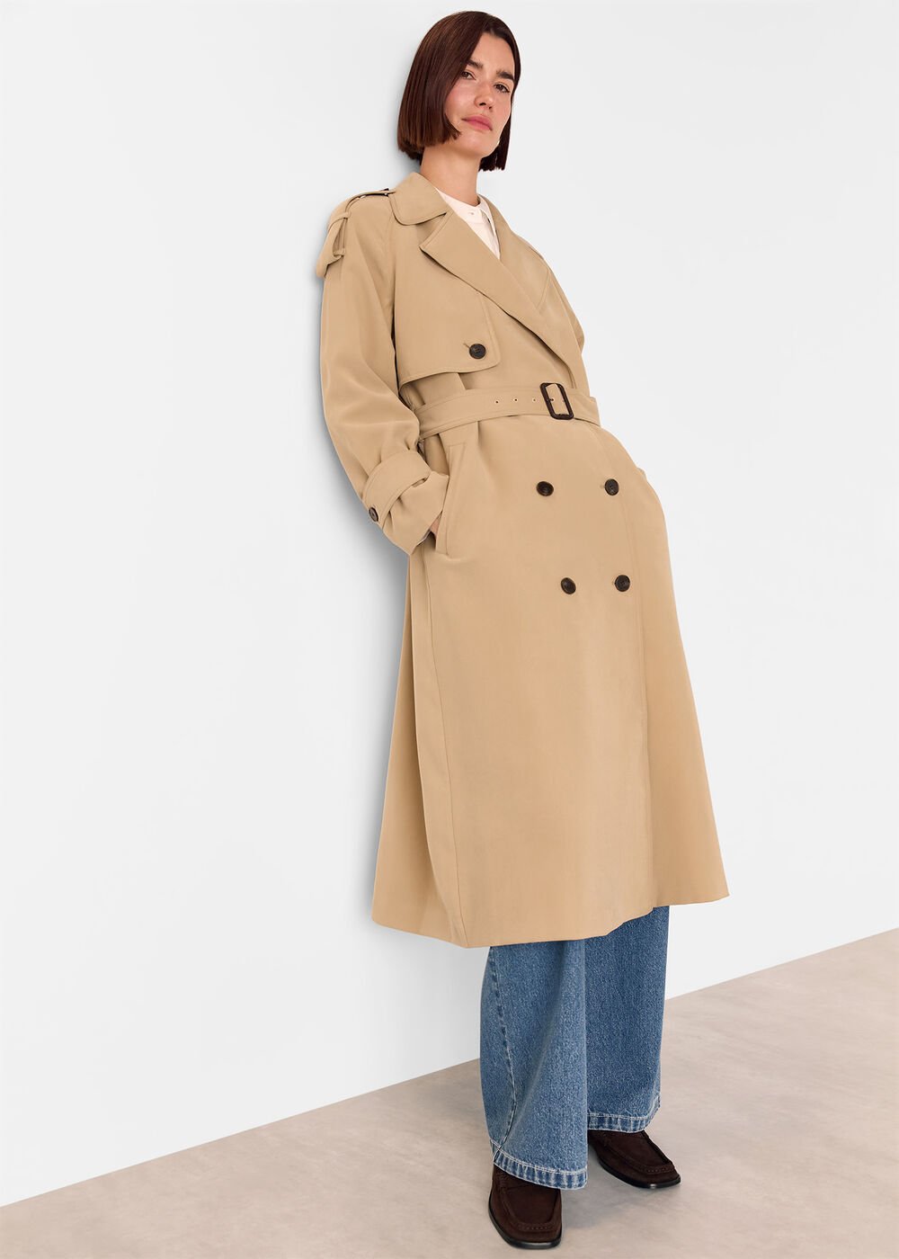 Neutral Soft Voluminous Trench Coat