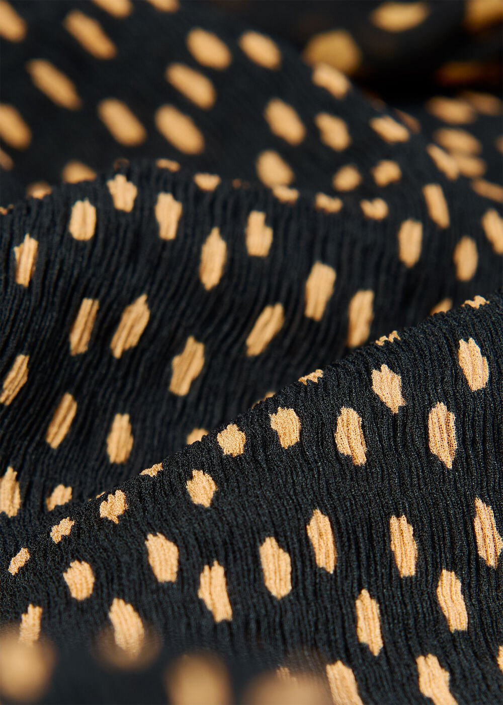 Black/Multi Spot Print Plisse Midi Dress