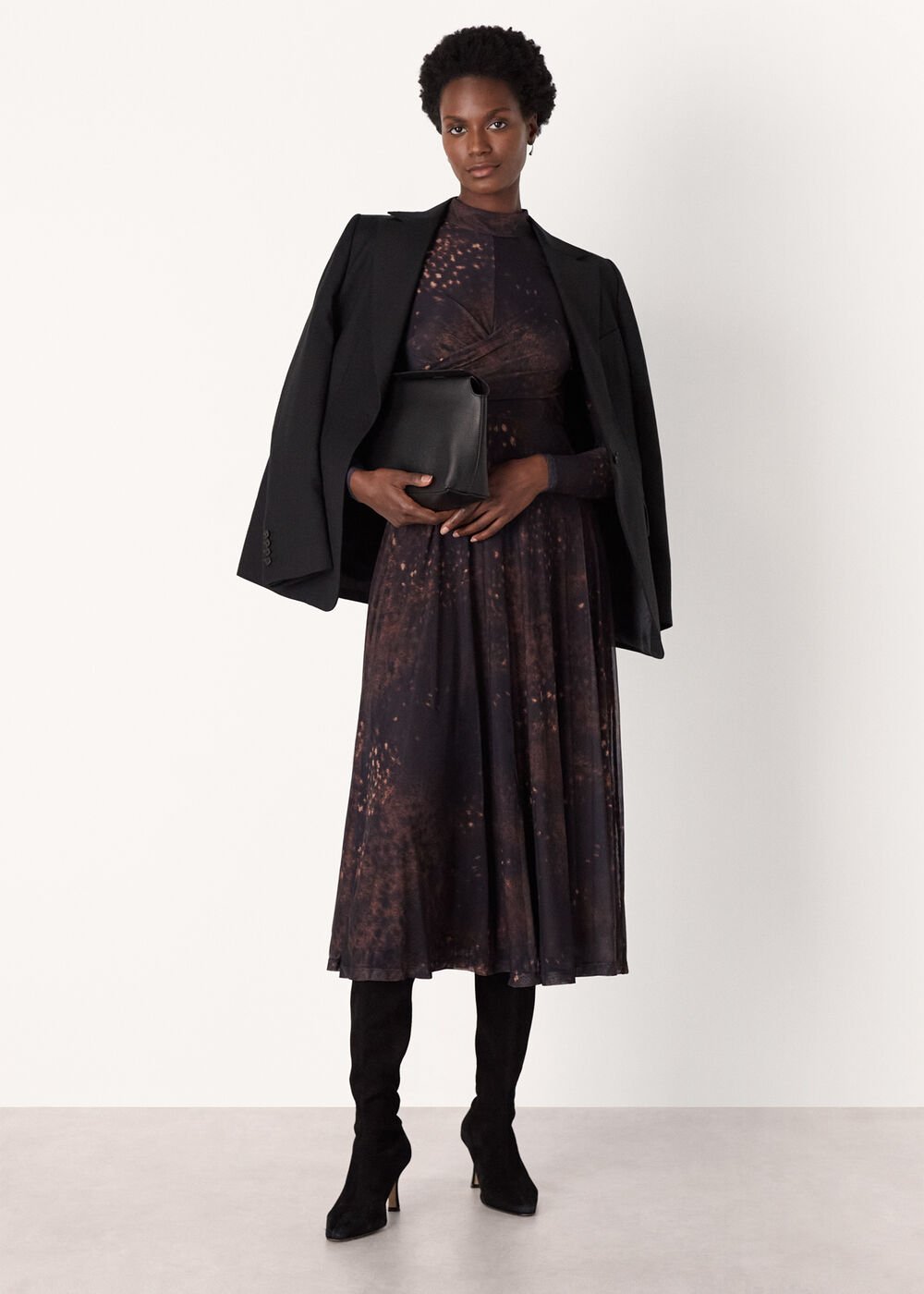 Brown/Multi Spotted Animal Mesh Dress