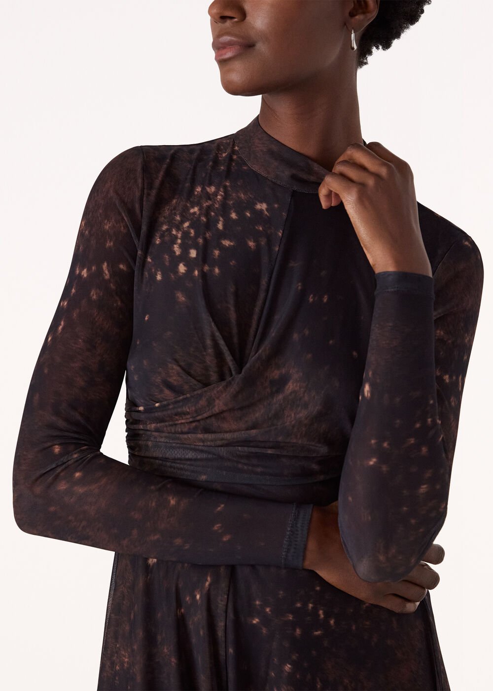 Brown/Multi Spotted Animal Mesh Dress