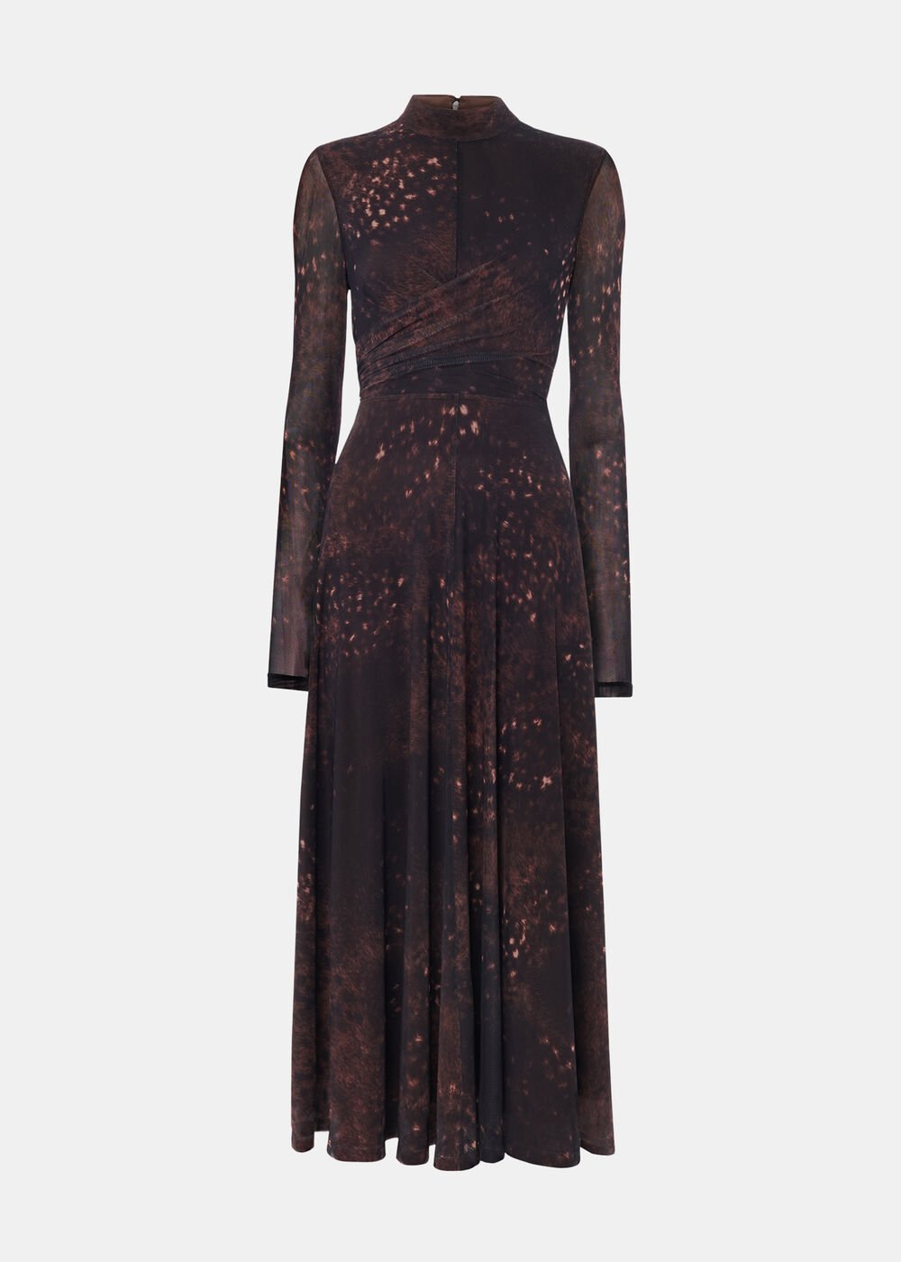 Brown/Multi Spotted Animal Mesh Dress