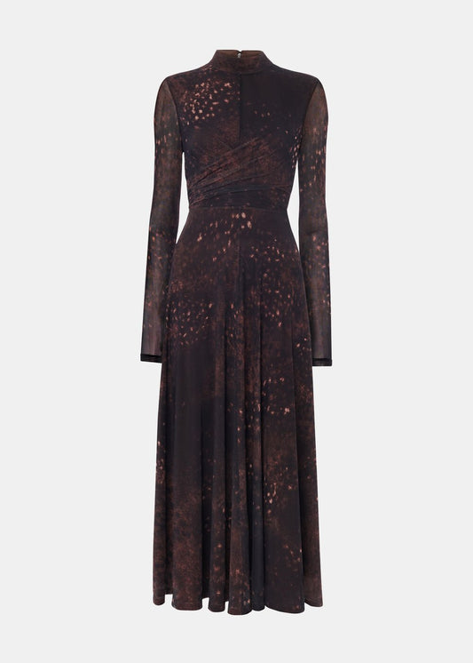 Brown/Multi Spotted Animal Mesh Dress