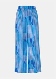 Blue/Multi Stripe Print Cropped Trouser