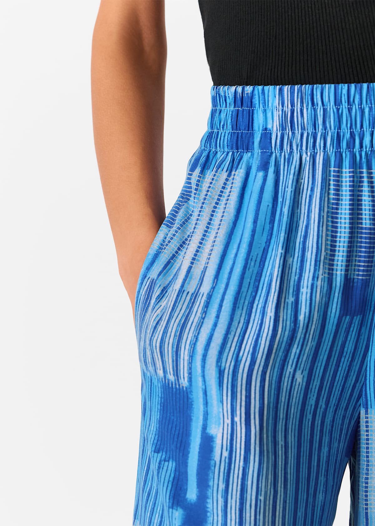 Blue/Multi Stripe Print Cropped Trouser
