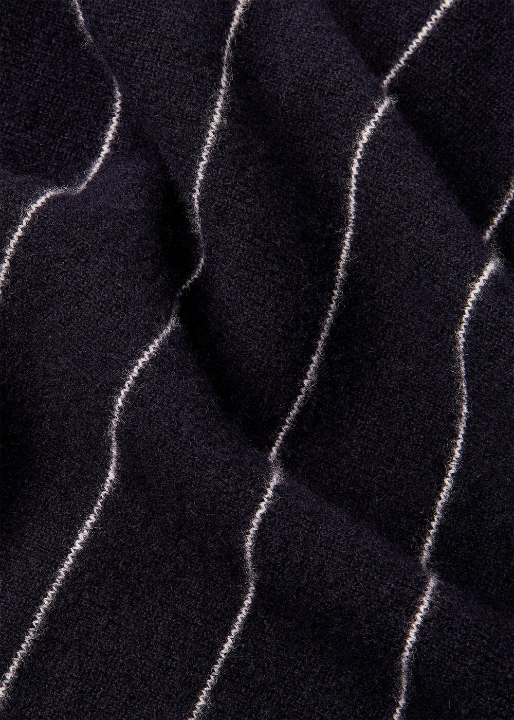 Navy Stripe Wool Funnel Neck Knit Top