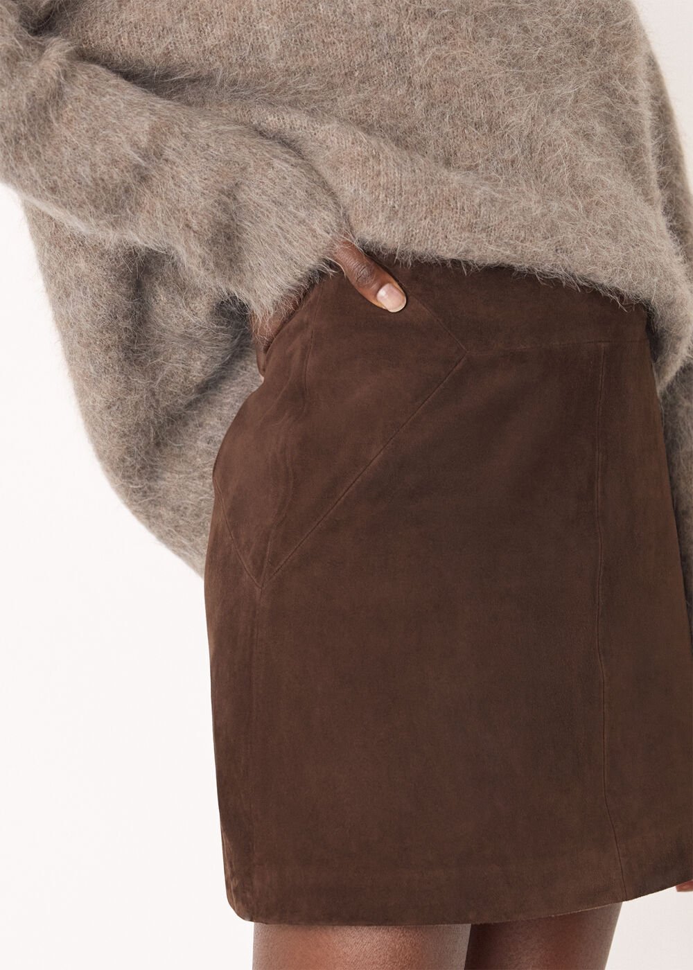 Chocolate Suede A Line Skirt