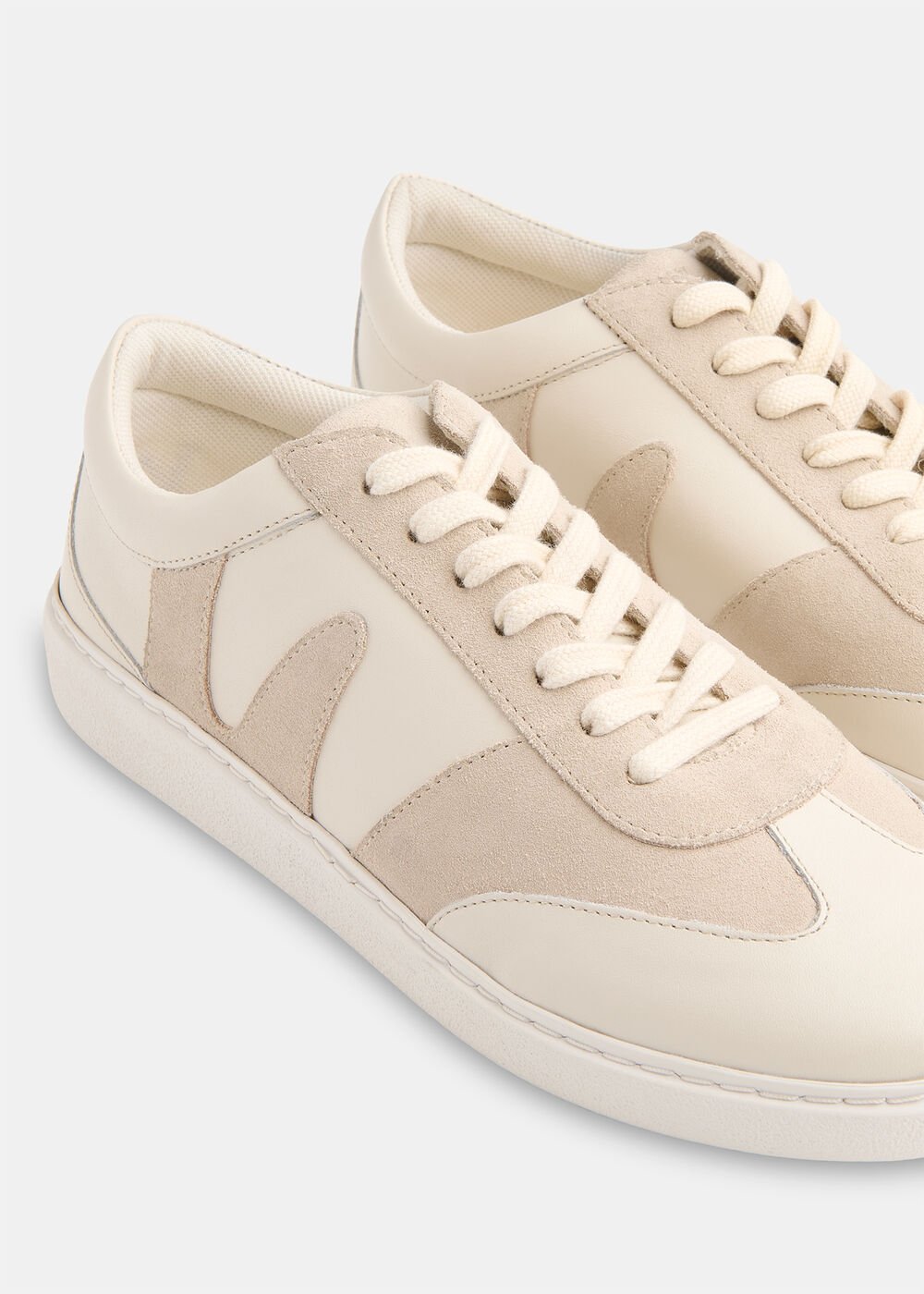 White Suede Leather Mix Trainers