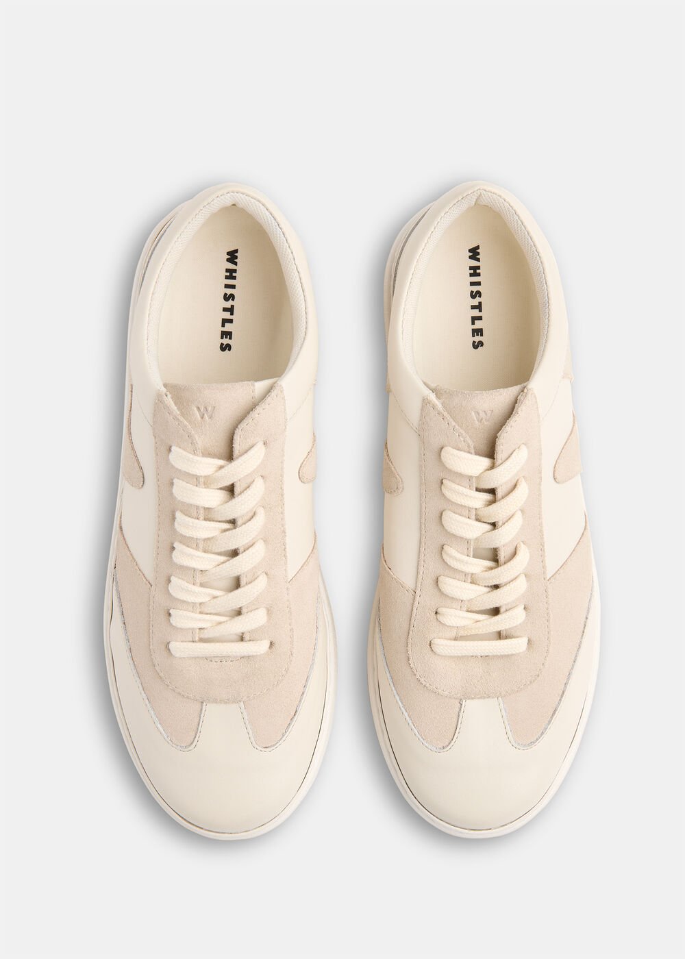 White Suede Leather Mix Trainers