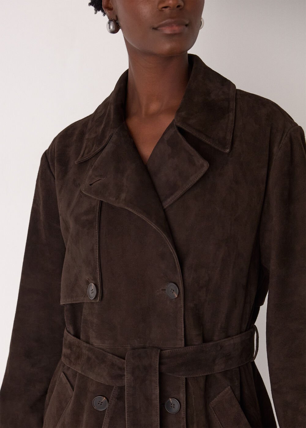 Chocolate Suede Trench Coat
