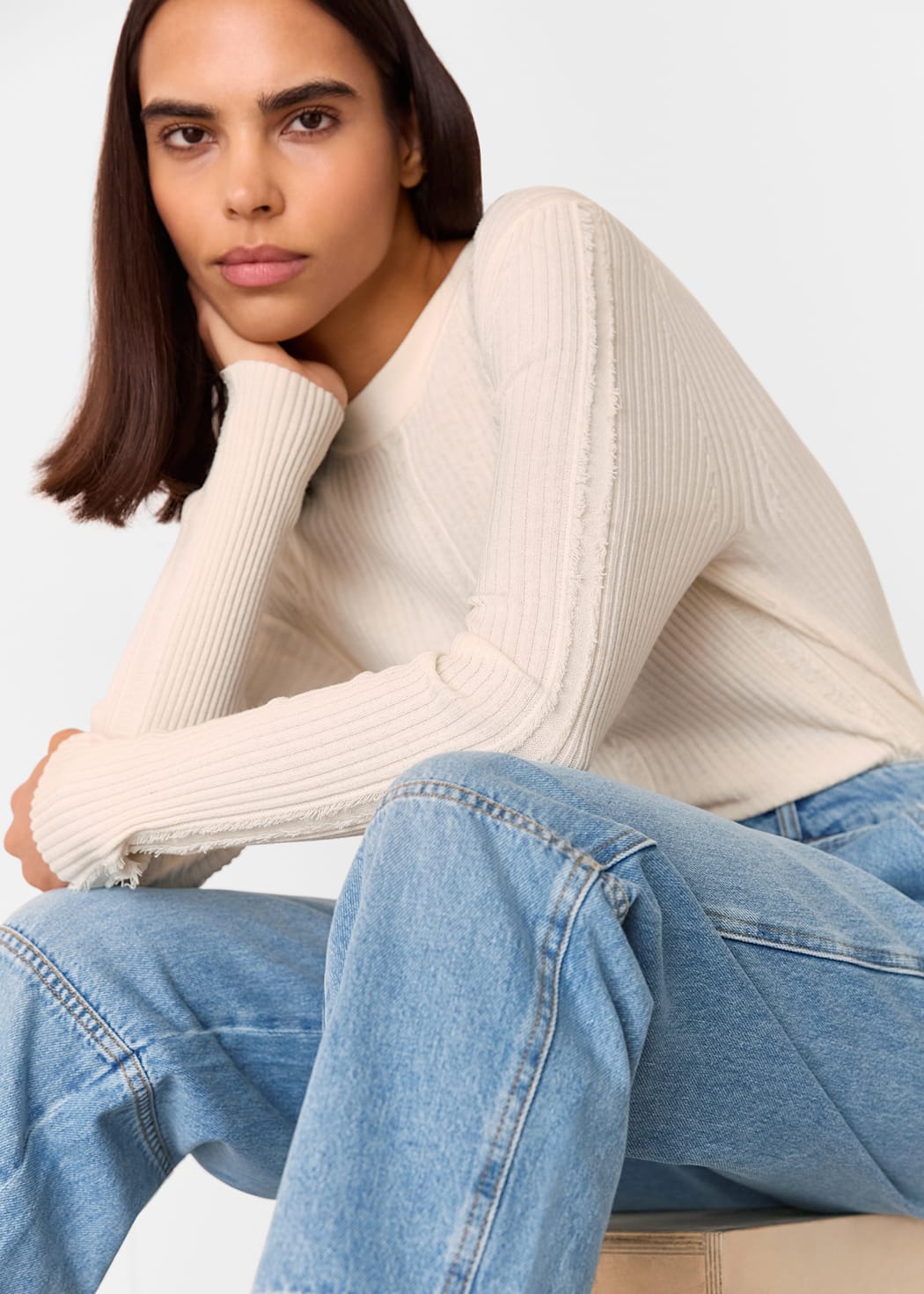 Light Wash Tie Waist Barrel Leg Jean