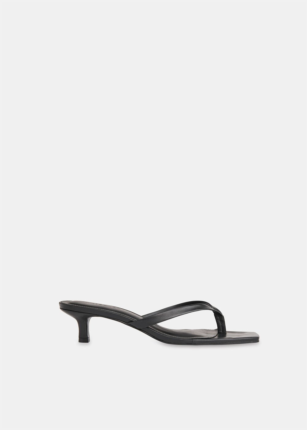 Black Toe Post Kitten Heel Mules