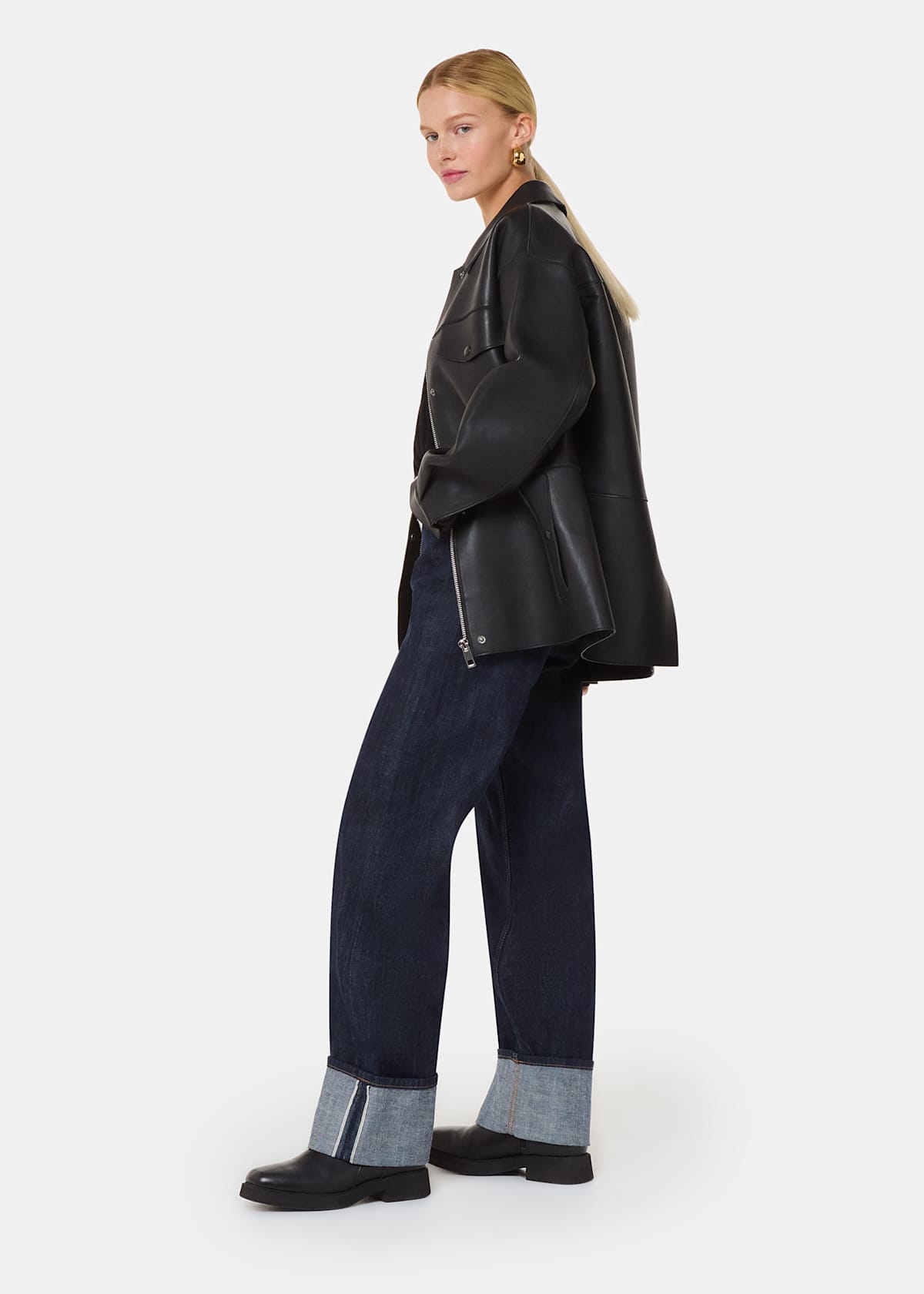 Dark Denim Turn Up Selvedge Jeans