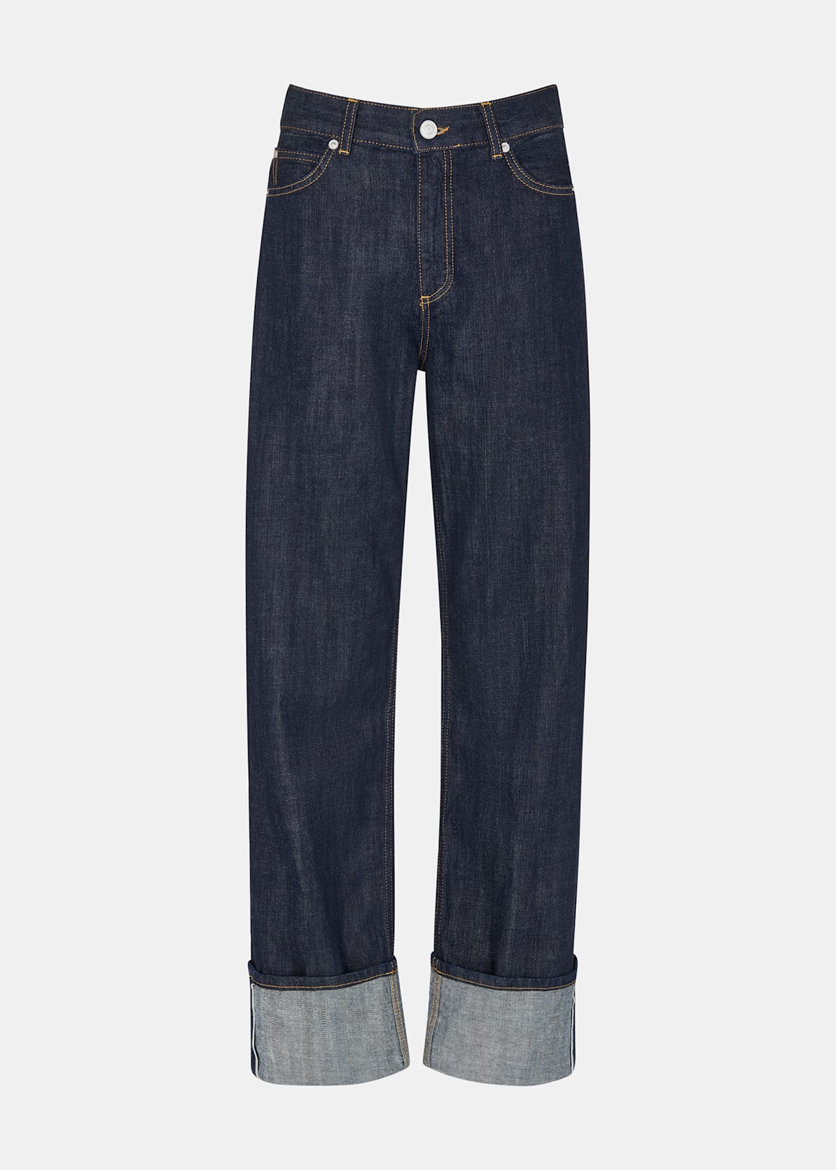 Dark Denim Turn Up Selvedge Jeans